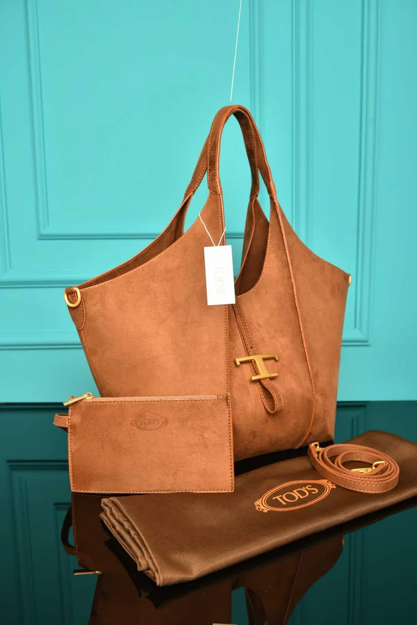 Timeless Shopping Bag in Suede Brown