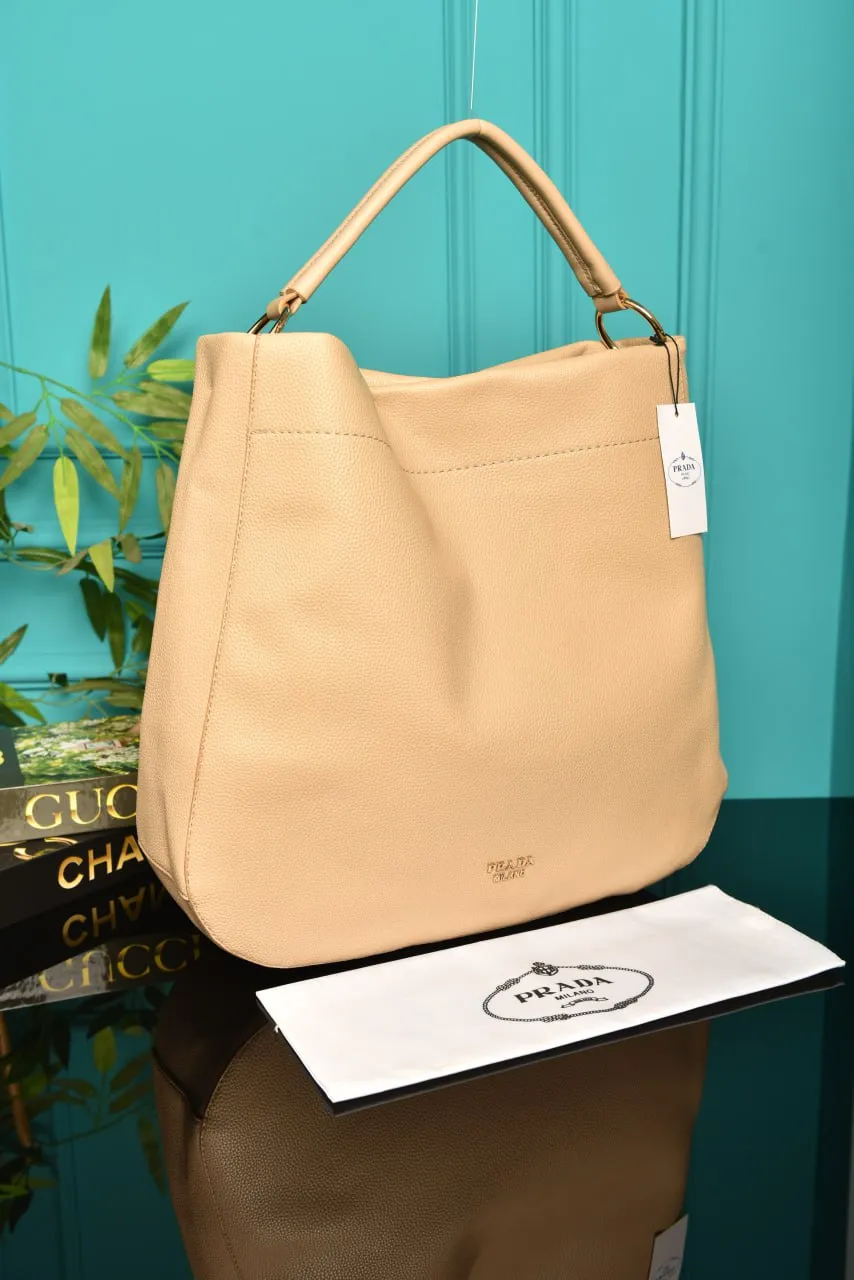 Large Leather Shoulder Bag Cream