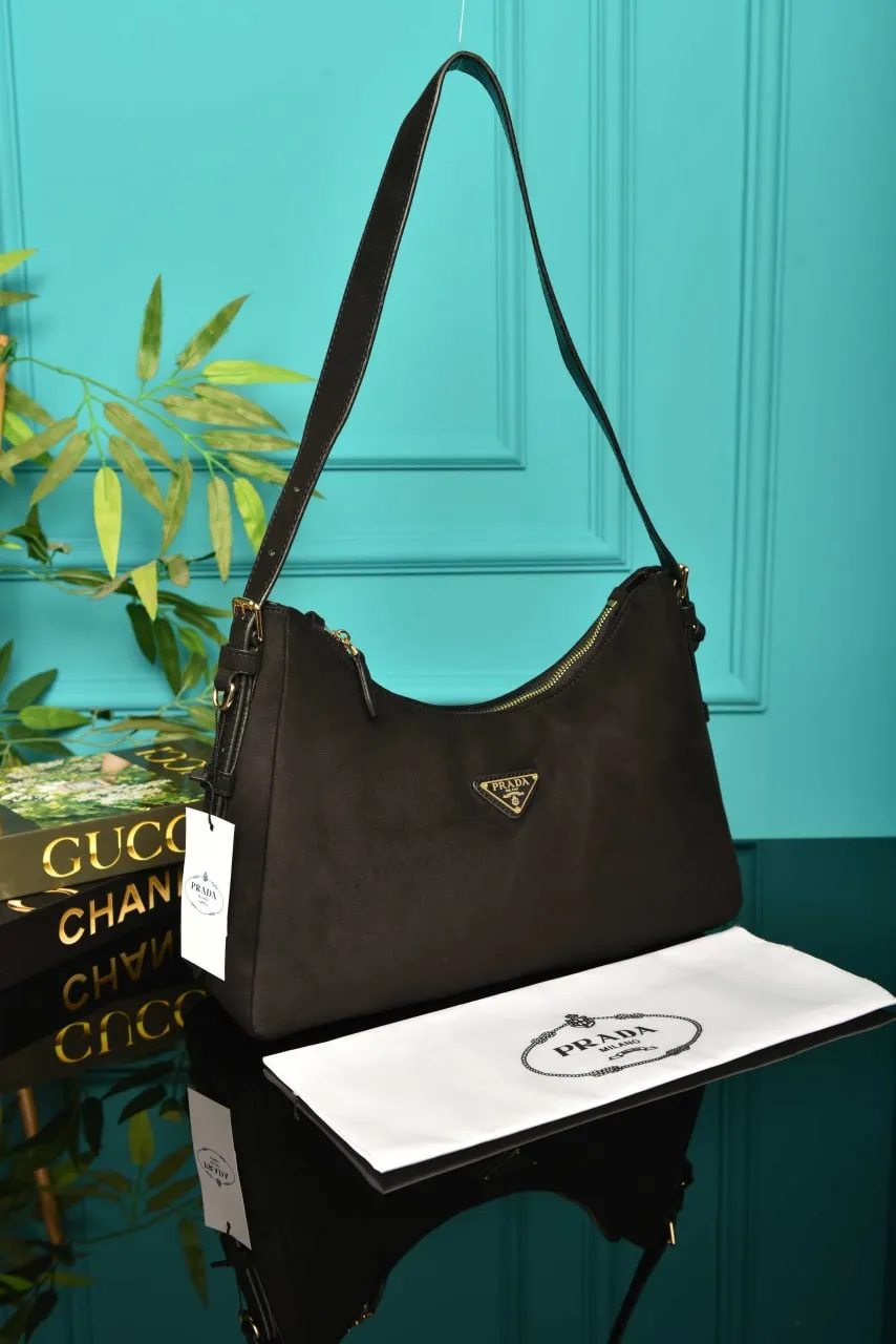 Aimee Medium Suede Shoulder Bag Black