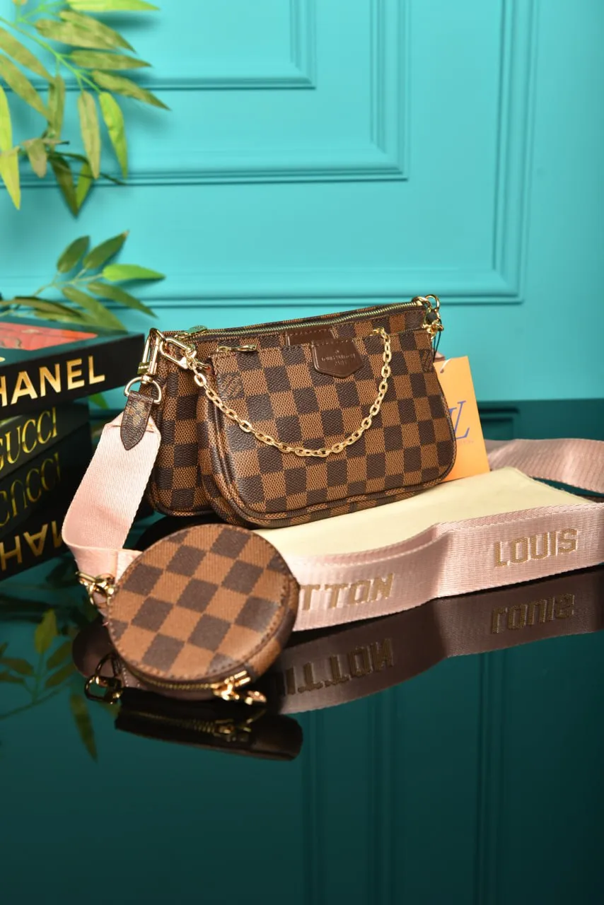 Multi Pochette Damier Pink Strap
