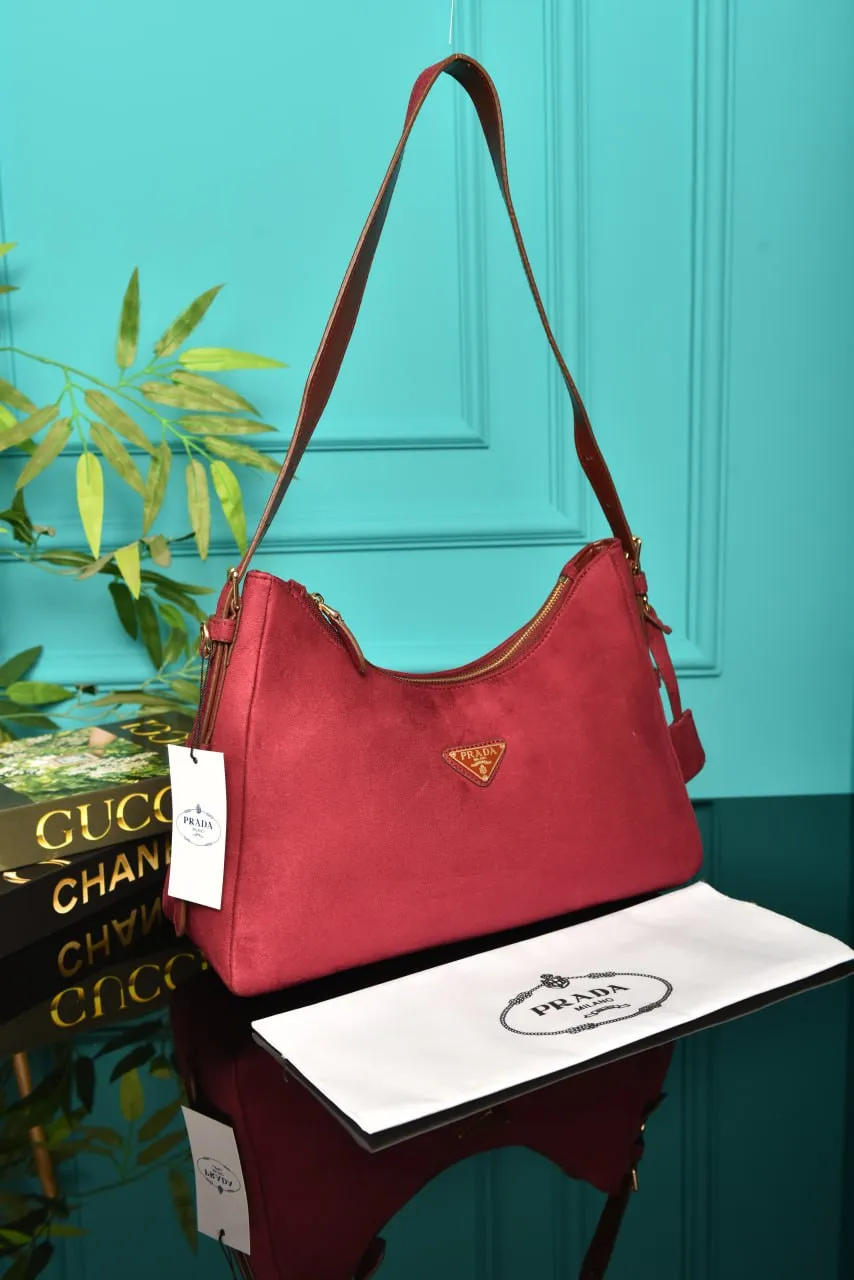 Aimee Medium Suede Shoulder Bag Red