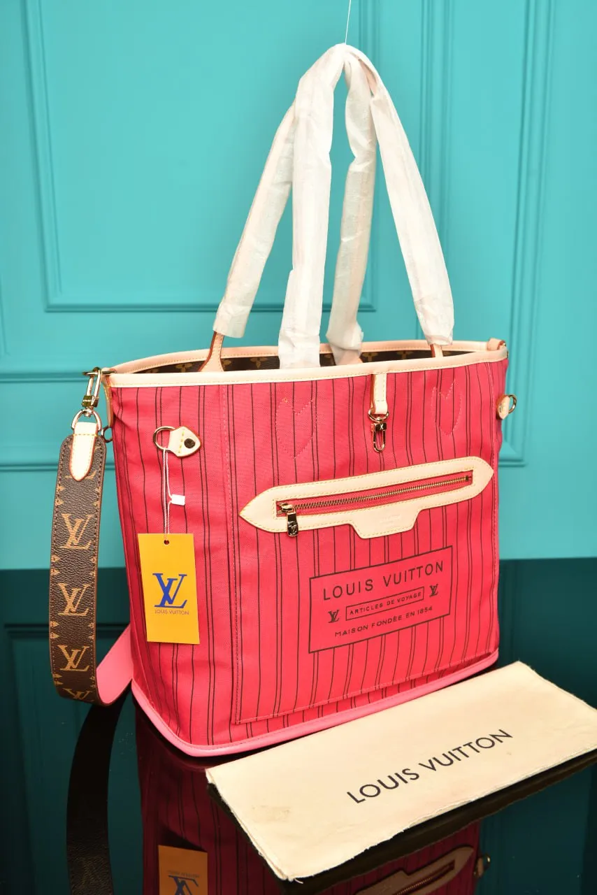 Neverfull Bandouliere Inside Out MM Monogram Red