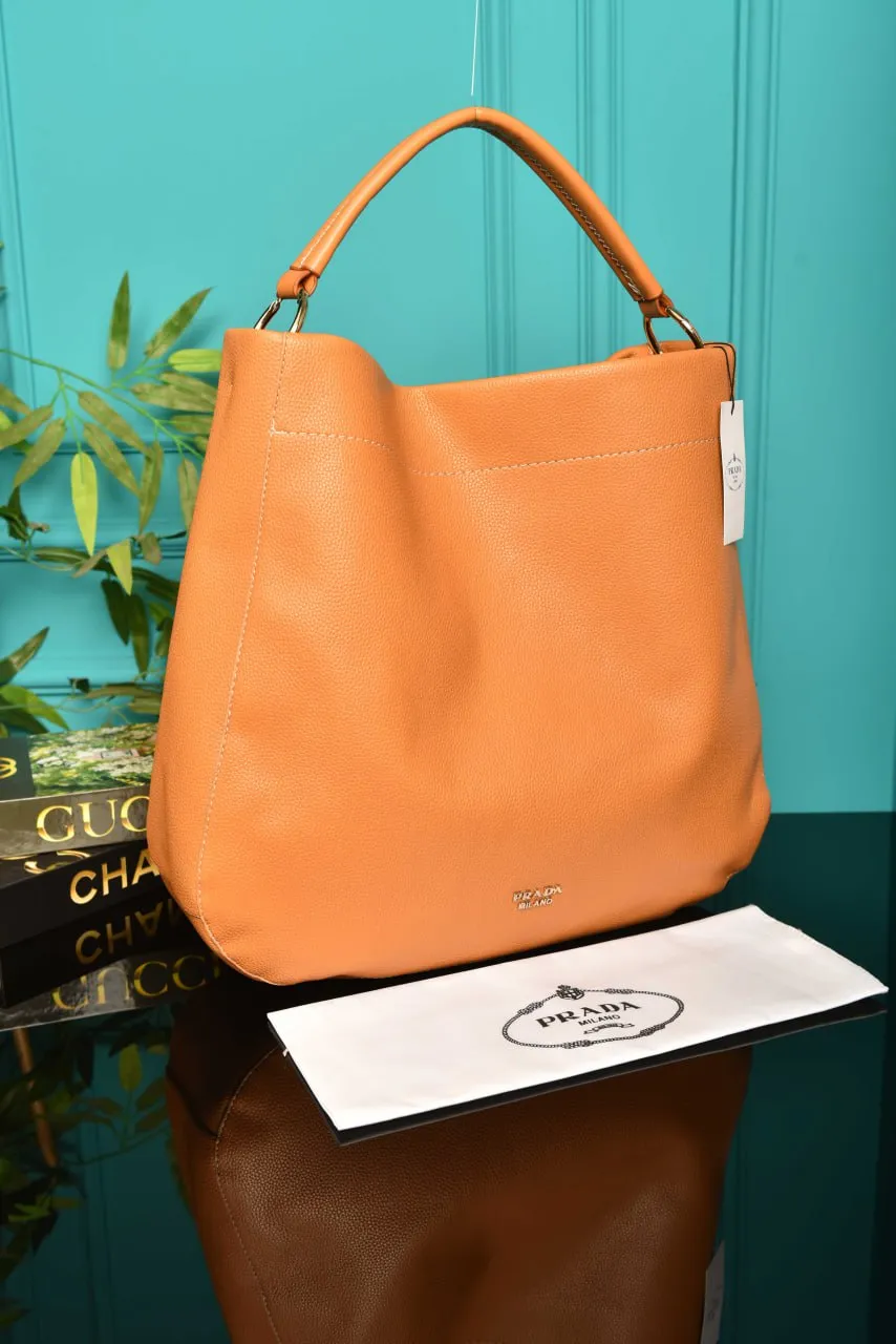 Large Leather Shoulder Bag Orange