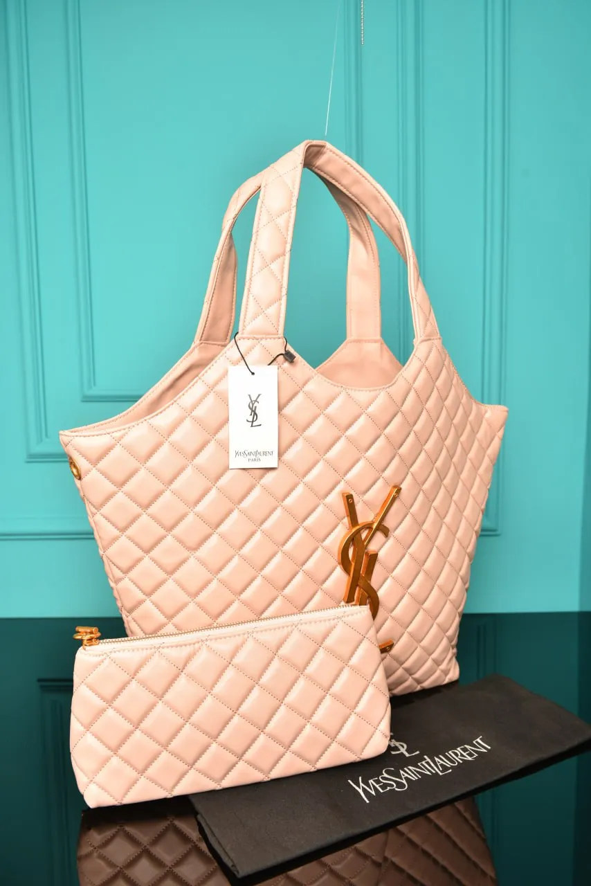 Icare Maxi Shopping Bag In Quilted Pink