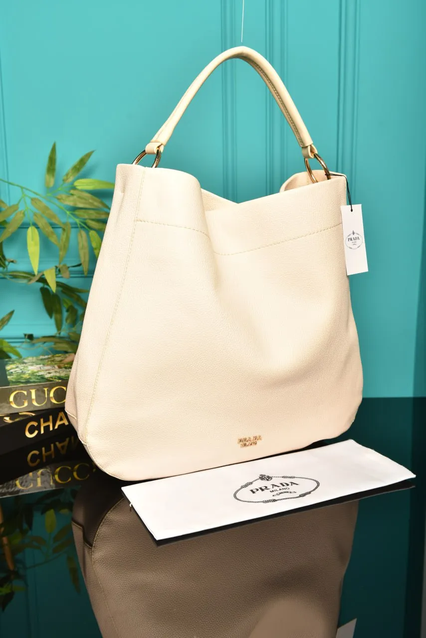 Large Leather Shoulder Bag White