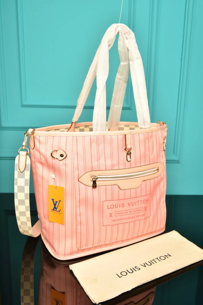 Neverfull Bandouliere Inside Out MM Damier White Pink