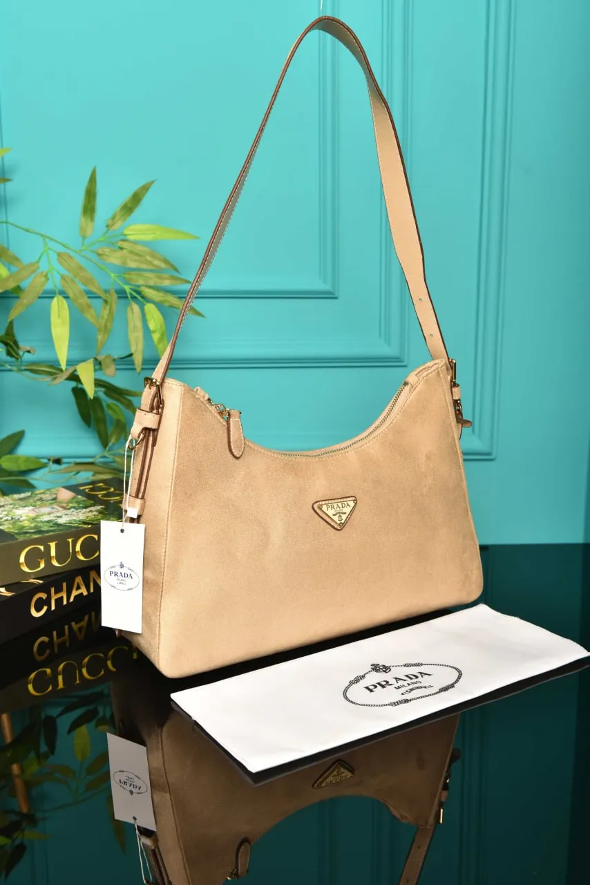 Aimee Medium Suede Shoulder Bag Cream