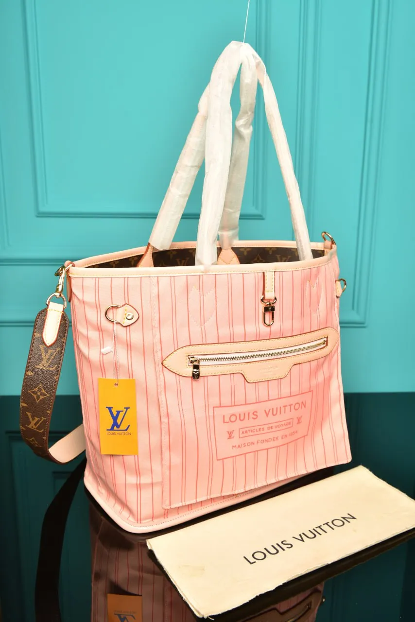 Neverfull Bandouliere Inside Out MM Monogram Pink