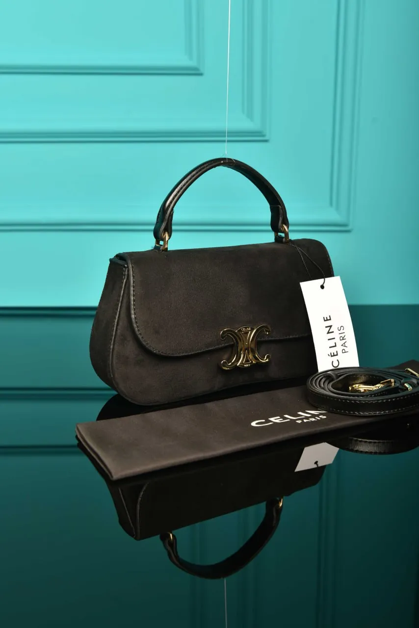 Lola Shiny Calfskin in Suede Black